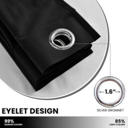 Imperial Rooms Blackout Curtain-Thermal Ready Made Eyelet Curtain (2 Panel) For Living Room Curtain Black, (W)2.28Mx(L)2.28M - thumbnail 4