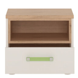 Furniture To Go 4Kids 1 Drawer Bedside Cabinet In Light Oak And White High Gloss (Lemon Handles) - thumbnail 2