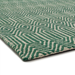 Green Wool Geometric Luxurious Modern Wool Handmade Rug For Living Room And Bedroom-120Cm X 170Cm - thumbnail 2