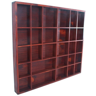Woodeedoo Wooden Shadow Box Shelf Mahogany Gloss Stain With 28 Compartments For Miniatures Curios Trinkets Crystals Keepsakes And Figurines - image 1