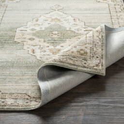 Livabliss Fifth Avenue-Vintage Grey Off-White Green Traditional Boho Fringe Living Dining Bedroom Rug 200 X 275 Cm Easy Care, Non Shedding - thumbnail 4