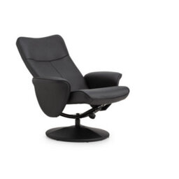 Julian Bowen Lugano Reclining Armchair With Foot Stool, Black Pu Faux Leather, Swivel, Manual Recline, Height: 95 X Width: 75 X Depth: 76Cm - thumbnail 4