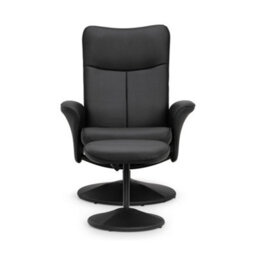 Julian Bowen Lugano Reclining Armchair With Foot Stool, Black Pu Faux Leather, Swivel, Manual Recline, Height: 95 X Width: 75 X Depth: 76Cm - thumbnail 5