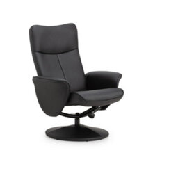 Julian Bowen Lugano Reclining Armchair With Foot Stool, Black Pu Faux Leather, Swivel, Manual Recline, Height: 95 X Width: 75 X Depth: 76Cm - thumbnail 3