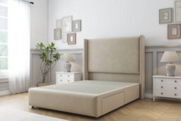 "Sloomy Stratford Almond Coniston Divan Bed No Drawers With 54"" Wingback Headboard & 12"" Footboard 4' Small Double" - thumbnail 1