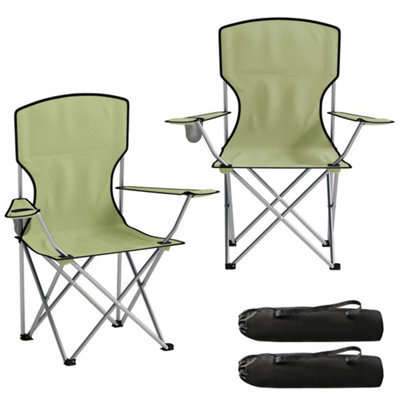 2X 120Kg Heavy Duty Folding Chair, Portable Outdoor Seat Camping Chair With Bag Green - image 1