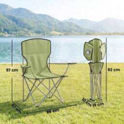2X 120Kg Heavy Duty Folding Chair, Portable Outdoor Seat Camping Chair With Bag Green - thumbnail 2
