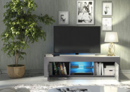Loom Tv Unit 130Cm Dark Grey With High Gloss Doors And Led Lighting - Creative Furniture - thumbnail 8