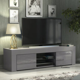 Loom Tv Unit 130Cm Dark Grey With High Gloss Doors And Led Lighting - Creative Furniture - thumbnail 9