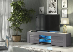 Loom Tv Unit 130Cm Dark Grey With High Gloss Doors And Led Lighting - Creative Furniture - thumbnail 4