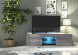 Loom Tv Unit 130Cm Dark Grey With High Gloss Doors And Led Lighting - Creative Furniture - thumbnail 5