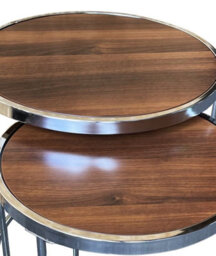 Aspect Furniture Visio Set Of 2 Round Nest Table, Walnut Effect Top,chrome Base - thumbnail 4