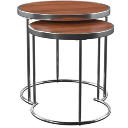 Aspect Furniture Visio Set Of 2 Round Nest Table, Walnut Effect Top,chrome Base - thumbnail 5