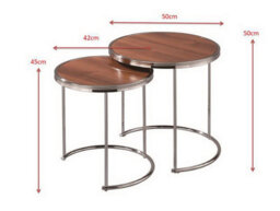 Aspect Furniture Visio Set Of 2 Round Nest Table, Walnut Effect Top,chrome Base - thumbnail 6