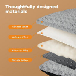 Skylos Pet Dog Bed Grey Plush Cushion Mat Washable Soft Comfort Sleeping - thumbnail 6