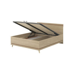 Arte Scandi Oak Oiled & Brick Eu King Bed Frame  Elegant Scandinavian Bed With Slats, 180X200Cm