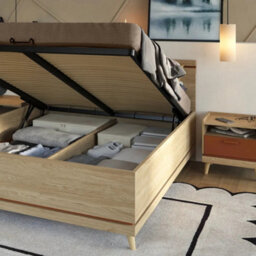 Arte Scandi Oak Oiled & Brick Eu King Bed Frame  Elegant Scandinavian Bed With Slats, 180X200Cm - thumbnail 3