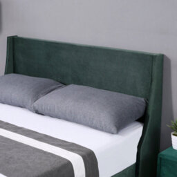 Matteo Luxurious Double Velvet Bed 4Ft6 With Winged Headboard And Wood Slat Support In Dark Green - thumbnail 8