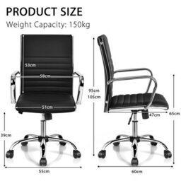 Costway Executive Office Chair Ergonomic High Back Pu Leather Swivel Computer Desk Chair - thumbnail 2