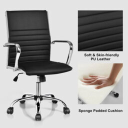 Costway Executive Office Chair Ergonomic High Back Pu Leather Swivel Computer Desk Chair - thumbnail 5