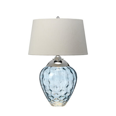 Luminosa Lighting Elstead Samara Table Lamp Metal Work Polished Nickel, Light Blue Glass - image 1