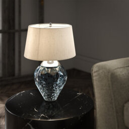 Luminosa Lighting Elstead Samara Table Lamp Metal Work Polished Nickel, Light Blue Glass - thumbnail 6