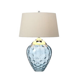 Luminosa Lighting Elstead Samara Table Lamp Metal Work Polished Nickel, Light Blue Glass - thumbnail 3