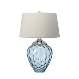 Luminosa Lighting Elstead Samara Table Lamp Metal Work Polished Nickel, Light Blue Glass - thumbnail 2