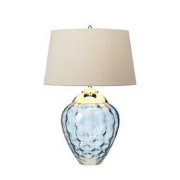 Luminosa Lighting Elstead Samara Table Lamp Metal Work Polished Nickel, Light Blue Glass - thumbnail 4