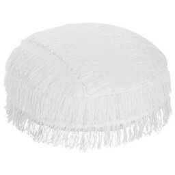 Beliani 50Cm White Cotton Round Floor Cushion With Eps Filling, Tasselled Edges, Soft Support - thumbnail 3