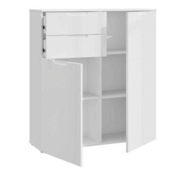 Wyld Haus Leipzig White Gloss Chest Of Drawers 2 Doors 2 Drawers - thumbnail 4