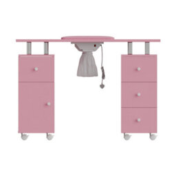 Living And Home Pink Professional Mobile 4 Drawers Manicure Table With Built-In Dust Collector And Lockable Casters, 110Cm(W) X 45Cm(D) X 75Cm(H) - thumbnail 6