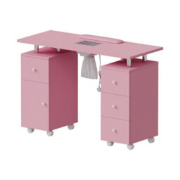Living And Home Pink Professional Mobile 4 Drawers Manicure Table With Built-In Dust Collector And Lockable Casters, 110Cm(W) X 45Cm(D) X 75Cm(H) - thumbnail 3