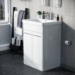 Nes Home Afern 600mm Mdf Vanity Unit Cabinet & Wash Ceramic Basin White - Flat Pack - thumbnail 4