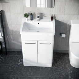 Nes Home Afern 600mm Mdf Vanity Unit Cabinet & Wash Ceramic Basin White - Flat Pack - thumbnail 5