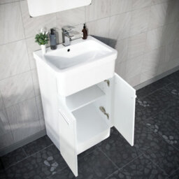 Nes Home Afern 600mm Mdf Vanity Unit Cabinet & Wash Ceramic Basin White - Flat Pack - thumbnail 6