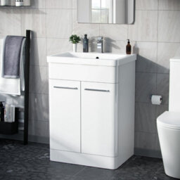 Nes Home Afern 600mm Mdf Vanity Unit Cabinet & Wash Ceramic Basin White - Flat Pack - thumbnail 2