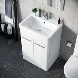 Nes Home Afern 600mm Mdf Vanity Unit Cabinet & Wash Ceramic Basin White - Flat Pack - thumbnail 3