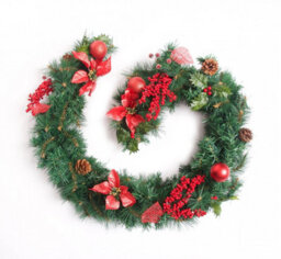 Best Artificial Christmas 6Ft Red Decorated Christmas Garland Bannister Staircase Fireplace - thumbnail 1