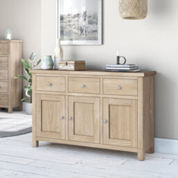 Farro Washed Oak Large Sideboard Cabinet Fully Assembled - By Roseland Furniture - thumbnail 2