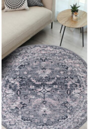 Melrose Colorama Traditional Grey/pink Medium Indoor Round Area Rug 120/120Cm