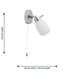 Pair Modern Chrome Ip44 Bathroom Wall Lights G9 Pull Cord - thumbnail 2