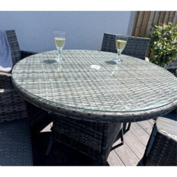 Outdoor Living (NW) Ltd 5-Piece Rattan Wicker Relaxed Garden Dining Set - thumbnail 7