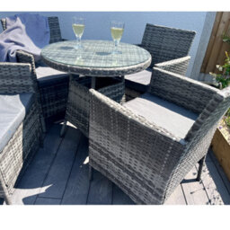 Outdoor Living (NW) Ltd 5-Piece Rattan Wicker Relaxed Garden Dining Set - thumbnail 8