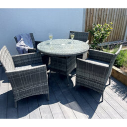 Outdoor Living (NW) Ltd 5-Piece Rattan Wicker Relaxed Garden Dining Set - thumbnail 3
