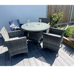 Outdoor Living (NW) Ltd 5-Piece Rattan Wicker Relaxed Garden Dining Set - thumbnail 2