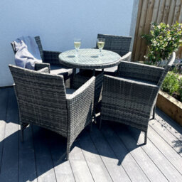 Outdoor Living (NW) Ltd 5-Piece Rattan Wicker Relaxed Garden Dining Set - thumbnail 5