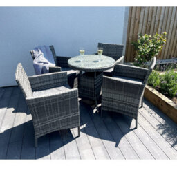 Outdoor Living (NW) Ltd 5-Piece Rattan Wicker Relaxed Garden Dining Set - thumbnail 4