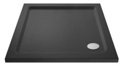 Hudson Reed Pearlstone Square Slimline Textured Grey Slate Effect Shower Tray & Corner Waste, 800 X 800mm X40mm - thumbnail 2