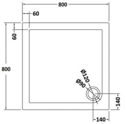 Hudson Reed Pearlstone Square Slimline Textured Grey Slate Effect Shower Tray & Corner Waste, 800 X 800mm X40mm - thumbnail 3